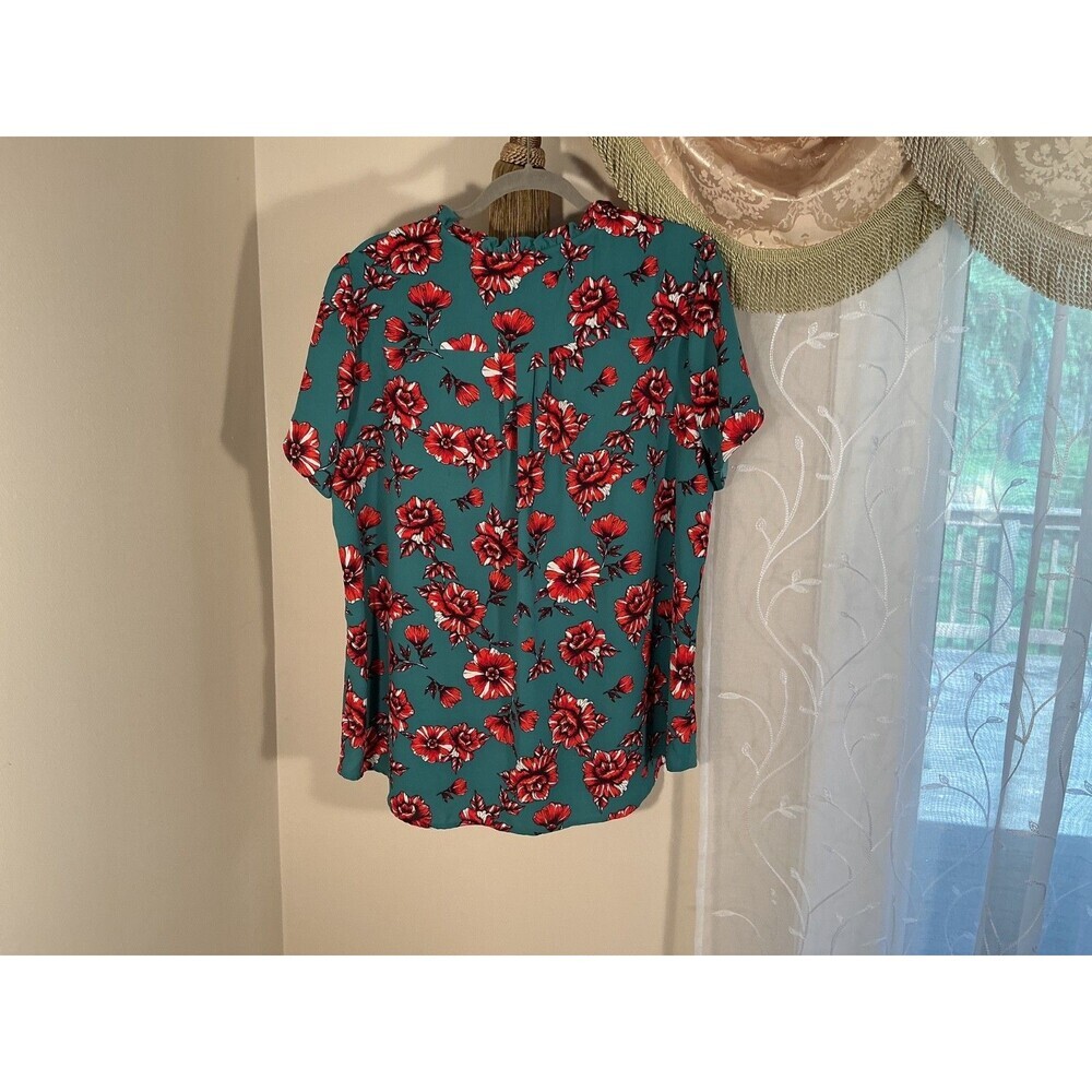 41 HAWTHORN Plus Size 2X womens top green pink Floral design, easy fit office - Picture 4 of 10